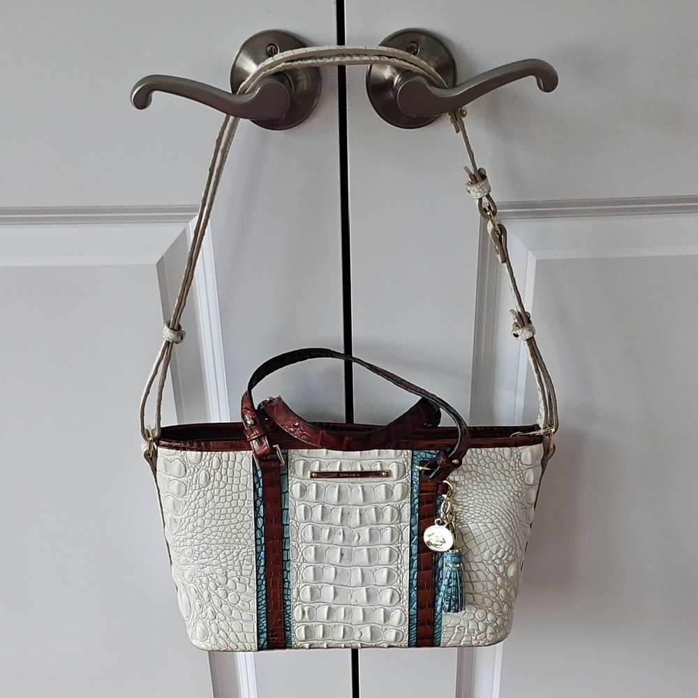 Brahmin Cream and Brown Handbag